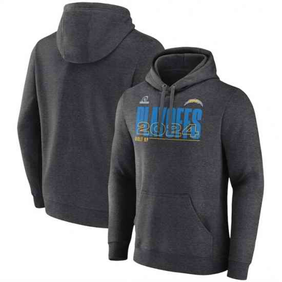 Men Los Angeles Chargers Charcoal 2024 Playoffs Pullover Hoodie